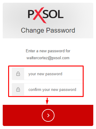 Interfaz para cambiar la contraseña.