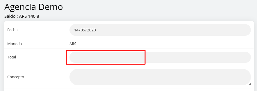 Campo Total para monto