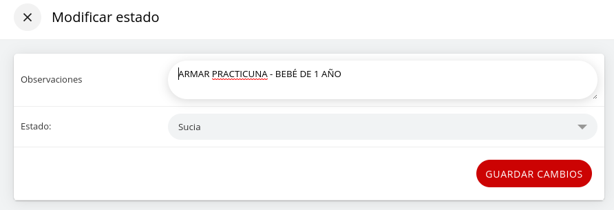 Ventana de cambio de estado