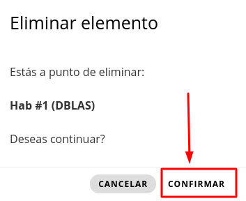 Confirmación de borrado de asignación.