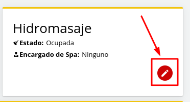 Captura de pantalla mostrando la selección de una habitación y el botón de editar