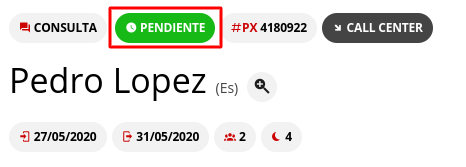 Estado Pendiente de la reserva