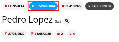 Estado Respondida de la reserva