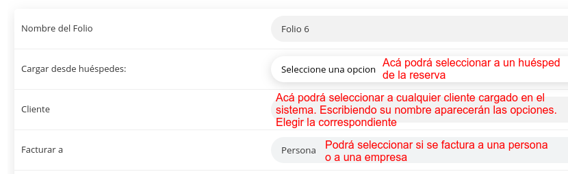 Selección de huésped o cliente