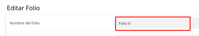 Campo Nombre del folio