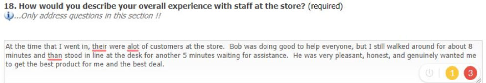 A paragraph that requires many updates for poor spelling and grammar.