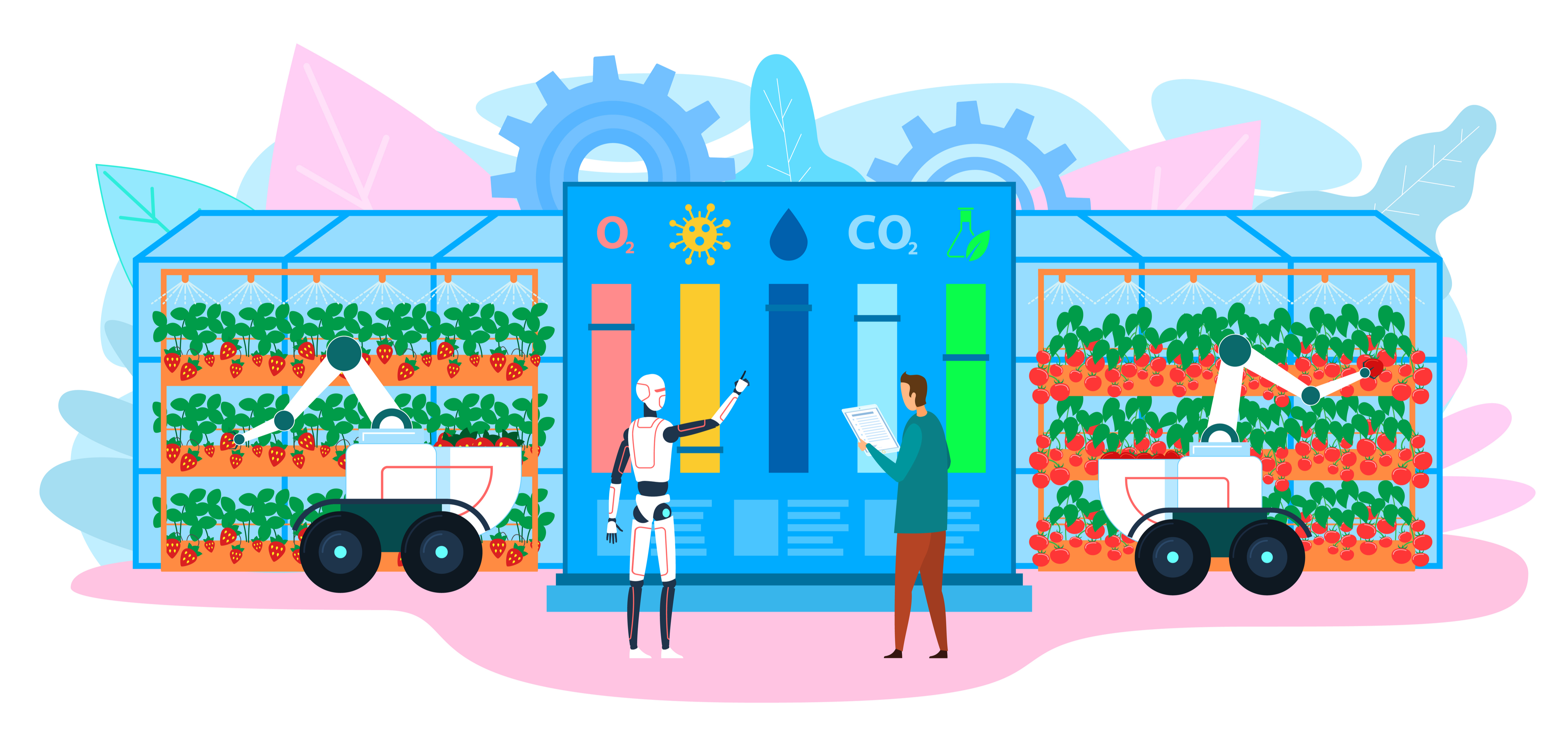 Gardner robot and man work together innovation