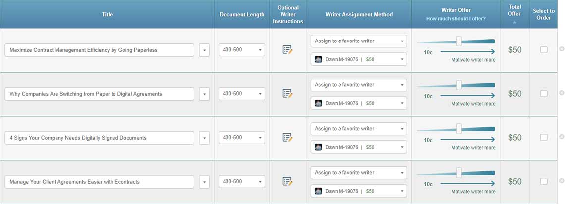 Plan and Order Titles