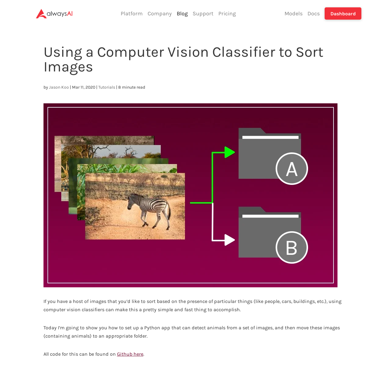 Using a Computer Vision Classifier to Sort Images - alwaysAI Blog