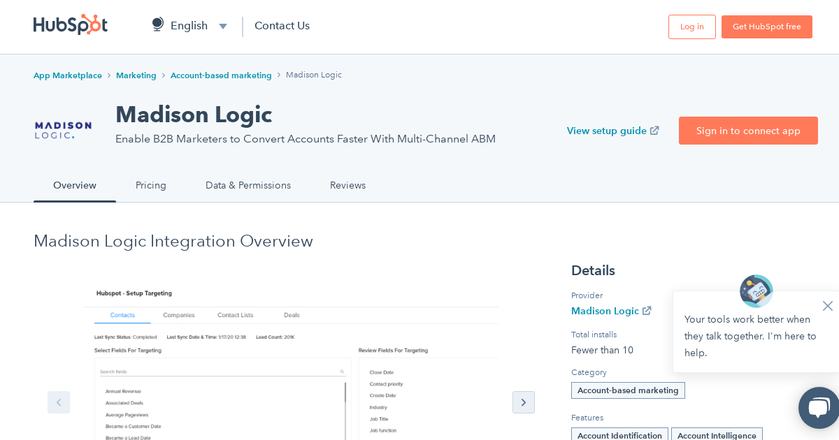Intégration Madison Logic pour HubSpot Connecter cette intégration