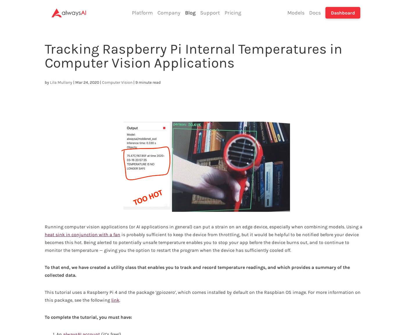 Tracking Raspberry Pi Internal Temperatures in Computer Vision ...