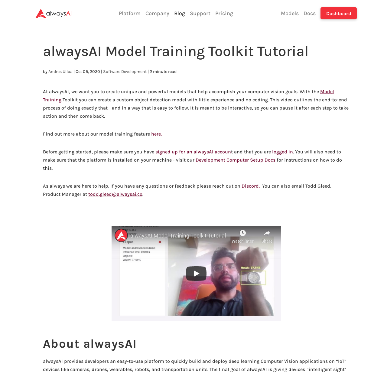 alwaysAI Model Training Toolkit Tutorial Thumbnail